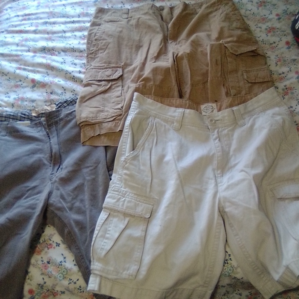 Men's  Cargo shorts 34 x 34 brown tan, and grey